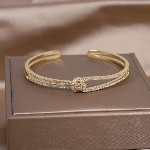 Luxury Full Zircon Knot Bracelet Elegant Women's